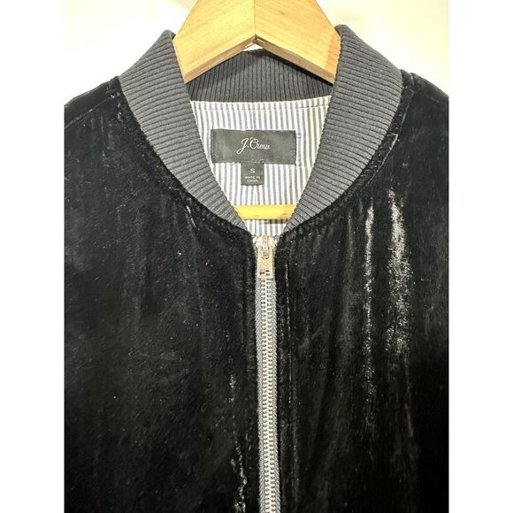 J. CREW Women's Velvet Zipper Front Bomber Jacket Black Size Small - Picture 4 of 11